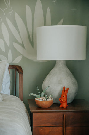 Zen Table Lamp 17.75" x 26.75" styled in a curated console for warm, layered light at Laurie Yapp Home.