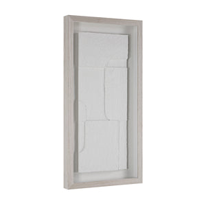 Side view of Arches wall art highlighting the white texture and light wood frame
