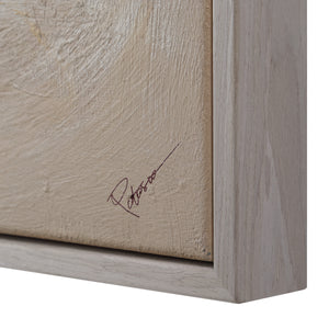 Close-up of Naxos canvas art showing texture and signature on the frame.