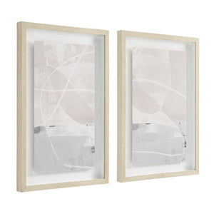 Rovereto Wall Decor showing two abstract art pieces in light colors with wooden frames.