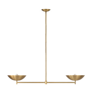 Waxlow lighting fixture featuring a sleek design with two bowl shades in gold