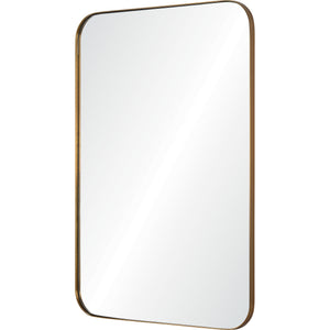 Edwin Wall Mirror featuring a gold frame, angled view showcasing its elegant design.