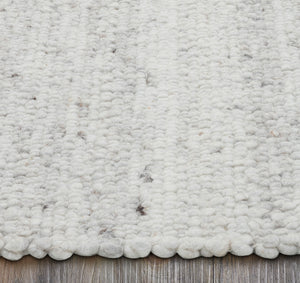 Meghan rug by Renwil, close-up of soft bobble texture in gray and white, emphasizing the design.