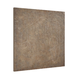 Berkeley Canvas Art displayed at an angle, showcasing abstract lines on a brown textured surface