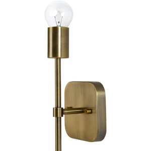 Anka Wall Sconce by Renwil, close-up of brass finish and single bulb.