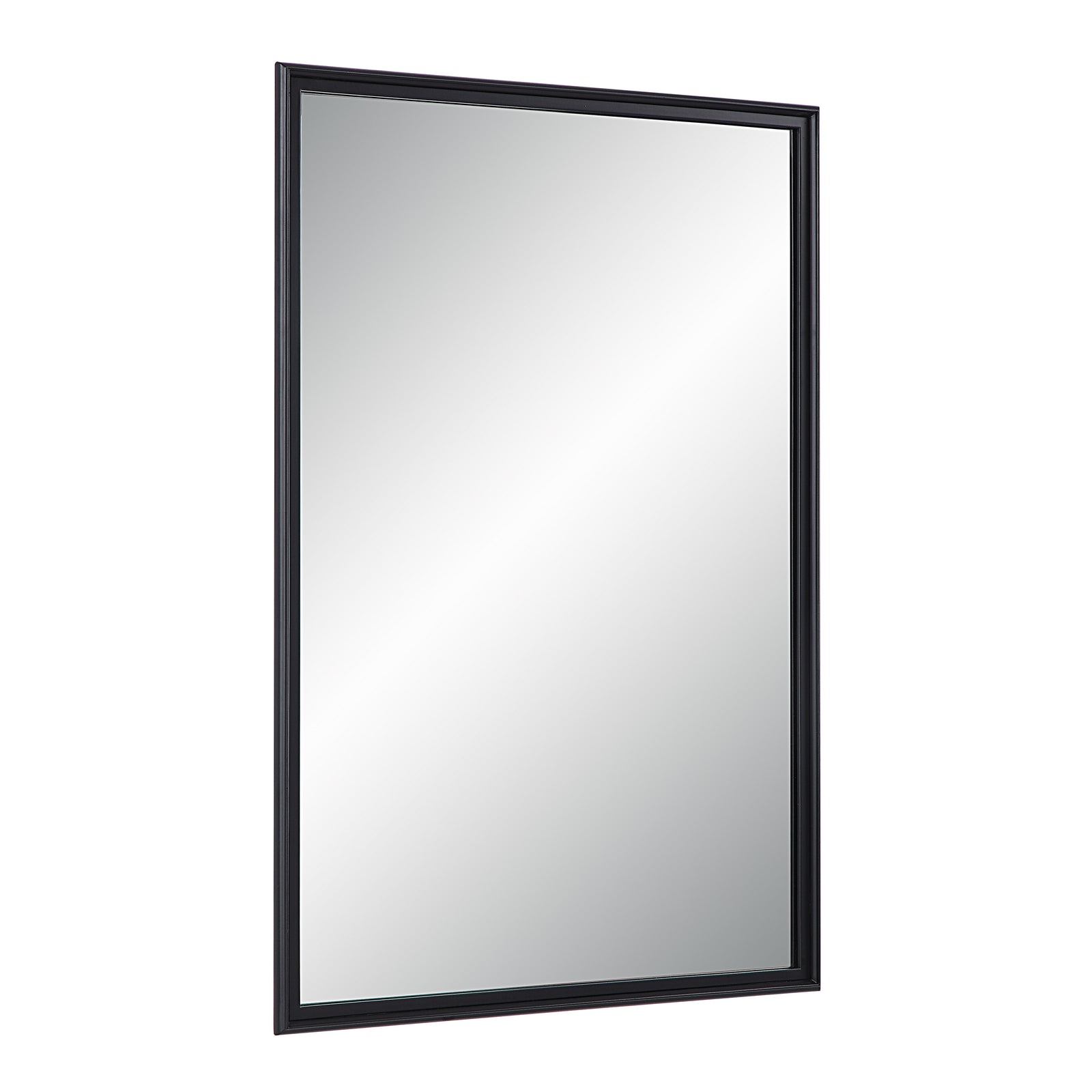 Lausanne Wall Mirror with a sleek black frame, showcasing a reflective surface.