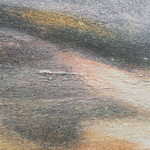 Close-up of Cresta canvas art texture, highlighting soft brush strokes in earthy tones.