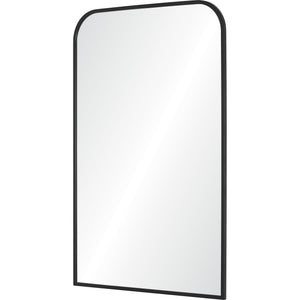 Jackline Wall Mirror angled view showcasing black frame and clear reflective surface.