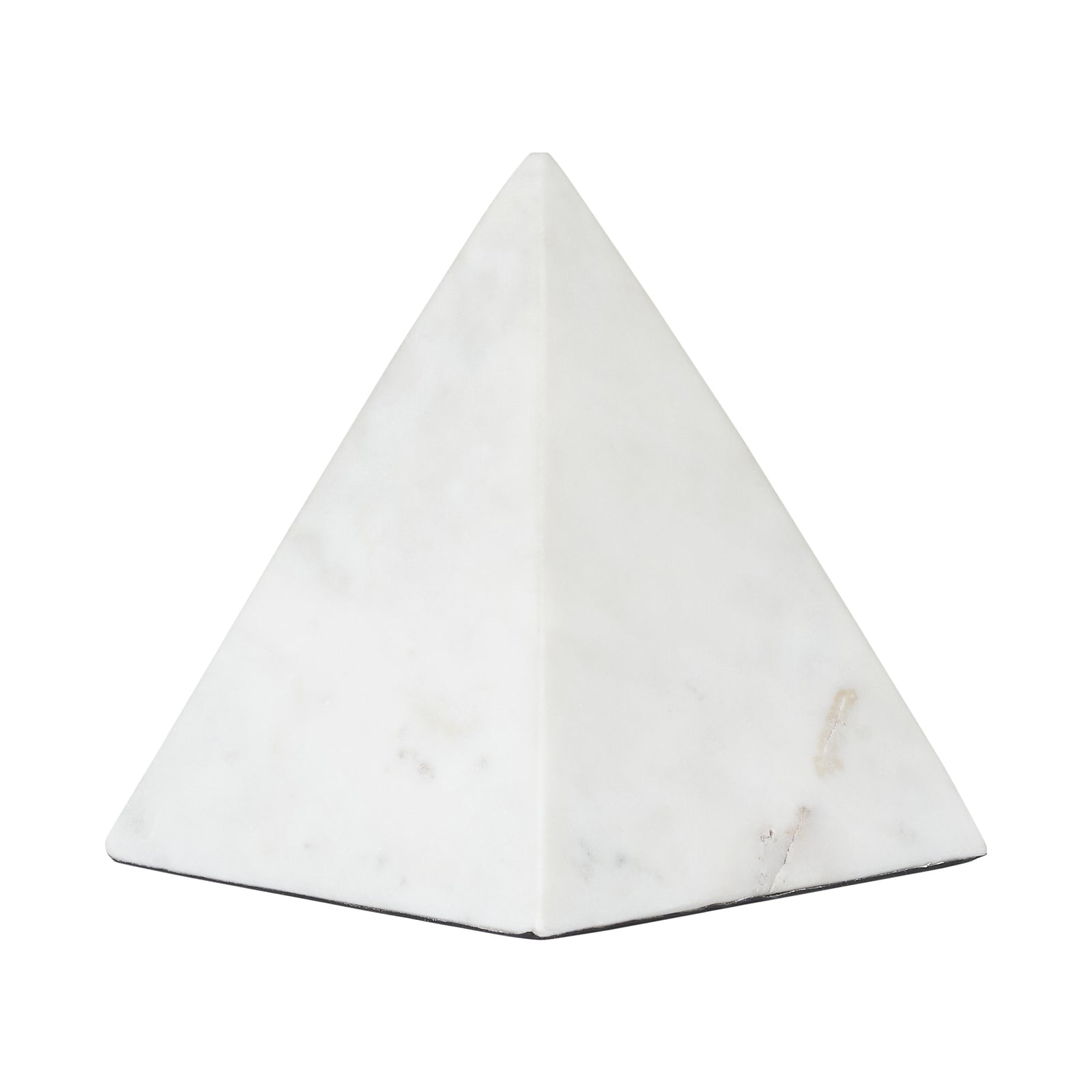 Symmetra statue in white marble, pyramid shape with smooth surface