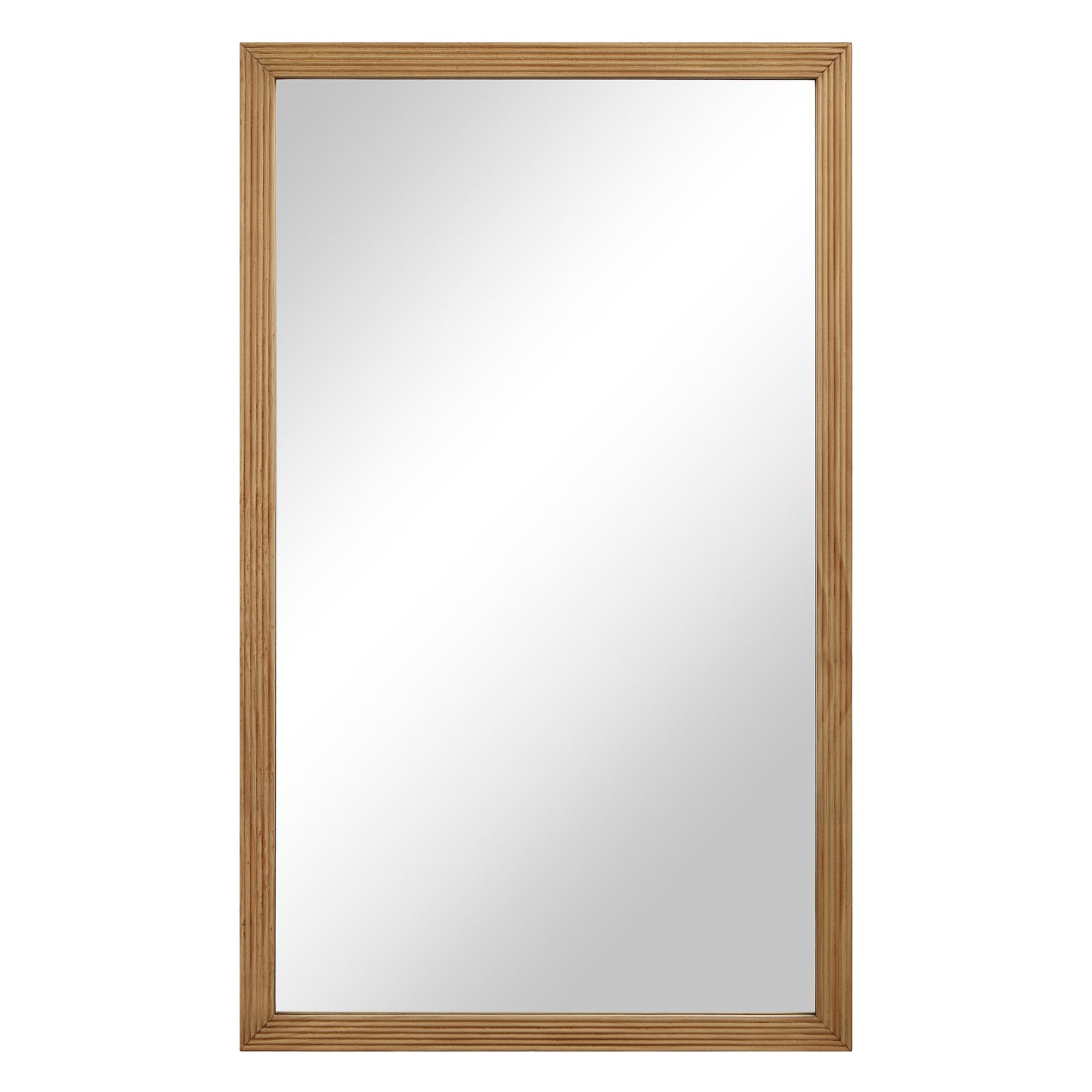 Salia mirror by Renwil with a natural wood frame, showcasing a clear reflective surface.