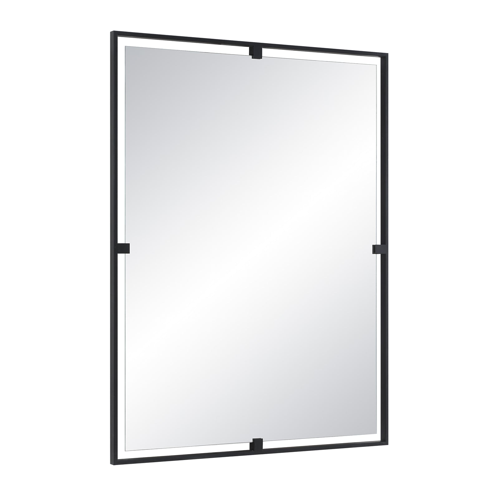 Marco Wall Mirror with a sleek black frame and clear reflective surface, front view.