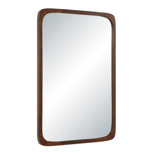 Sisley mirror angled view showcasing a dark wood frame and a smooth reflective surface.