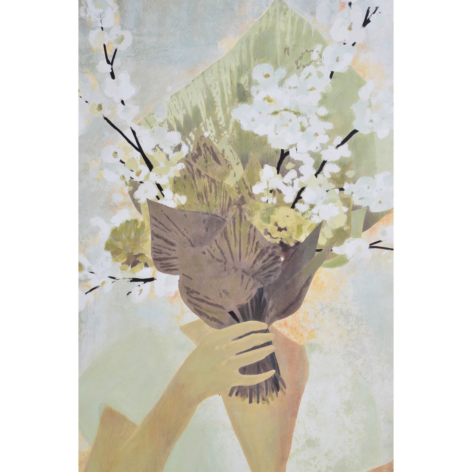 Casoria Canvas Art close-up of a figure holding a floral bouquet with soft background