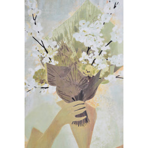 Casoria Canvas Art close-up of a figure holding a floral bouquet with soft background