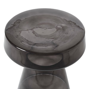 Lavinia table in dark smoke color showing the top surface with a unique pattern