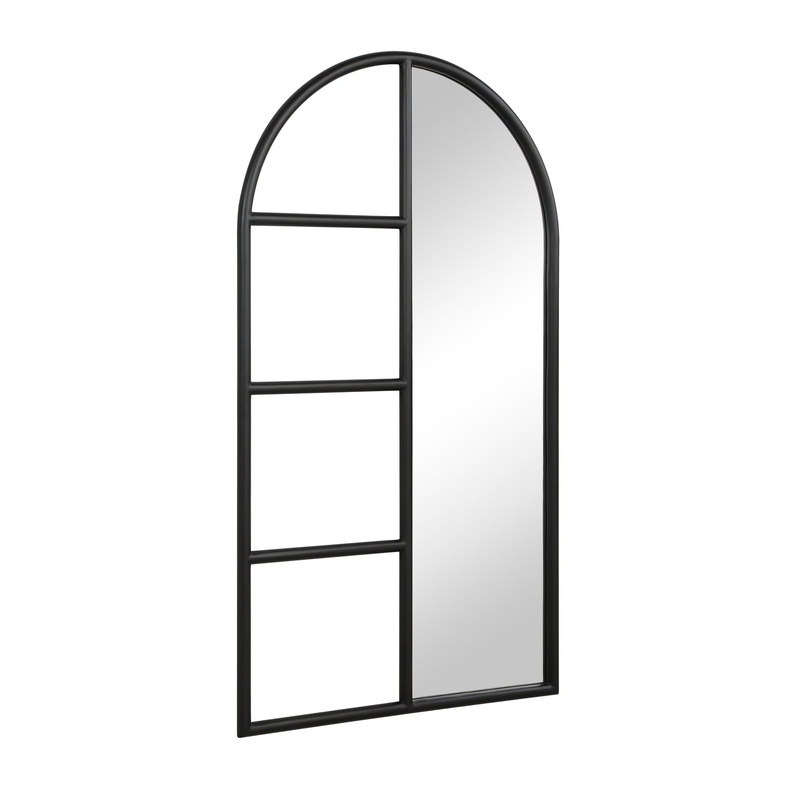 Trellis Mirror by Renwil, black frame with arched top and vertical sections.