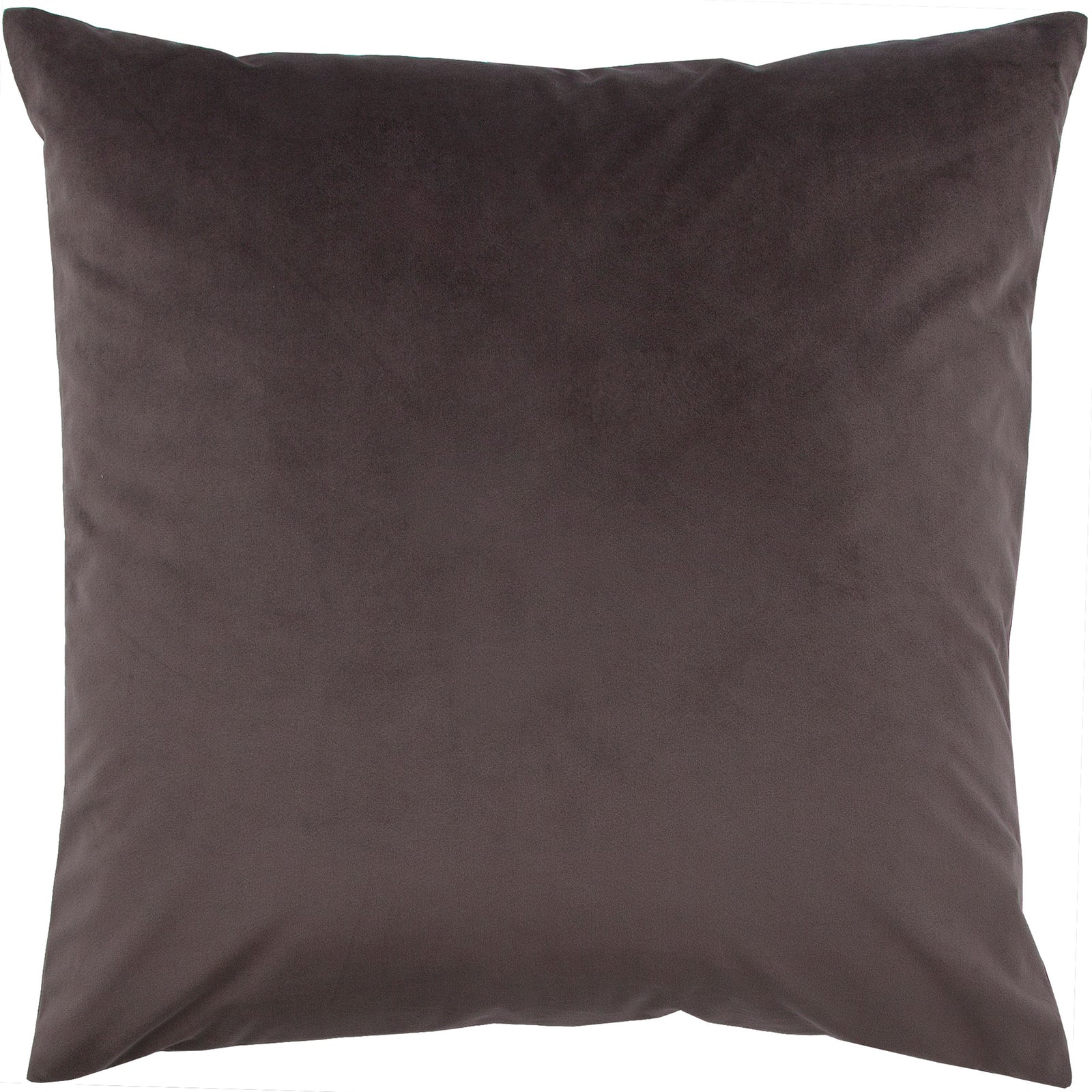 Chestnut Indoor Pillow in dark brown velvet fabric, square shape, front view.