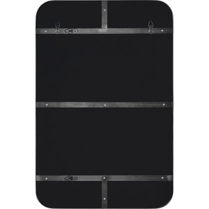Back view of Edwin Wall Mirror showing black backing with metal supports for mounting.