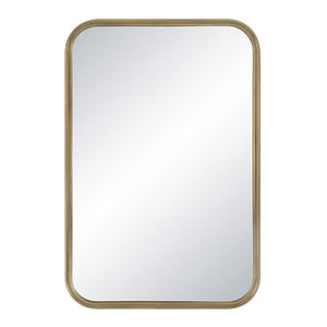 Jyn mirror by Renwil, rectangular shape with a gold metal frame and clear reflective surface.