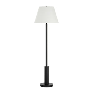 Pantera Floor Lamp by Renwil with a white shade and black base, standing upright.
