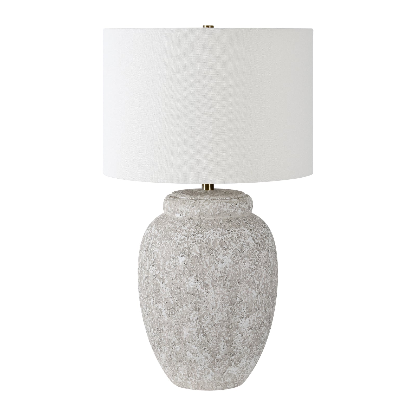 Wassily Table Lamp with a textured light gray ceramic base and a white fabric shade.