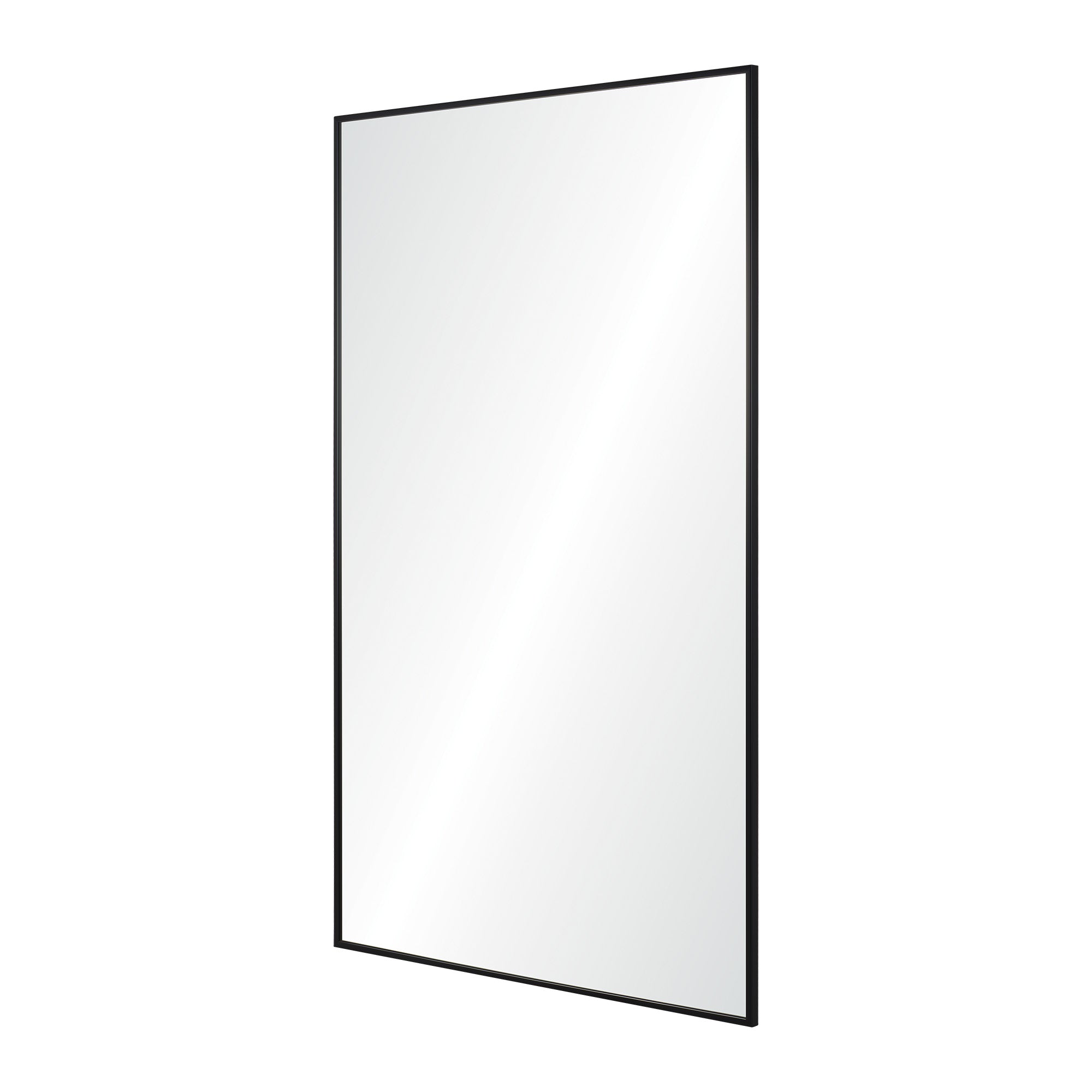 Amara Wall Mirror angled view showcasing the black frame and clear reflection.