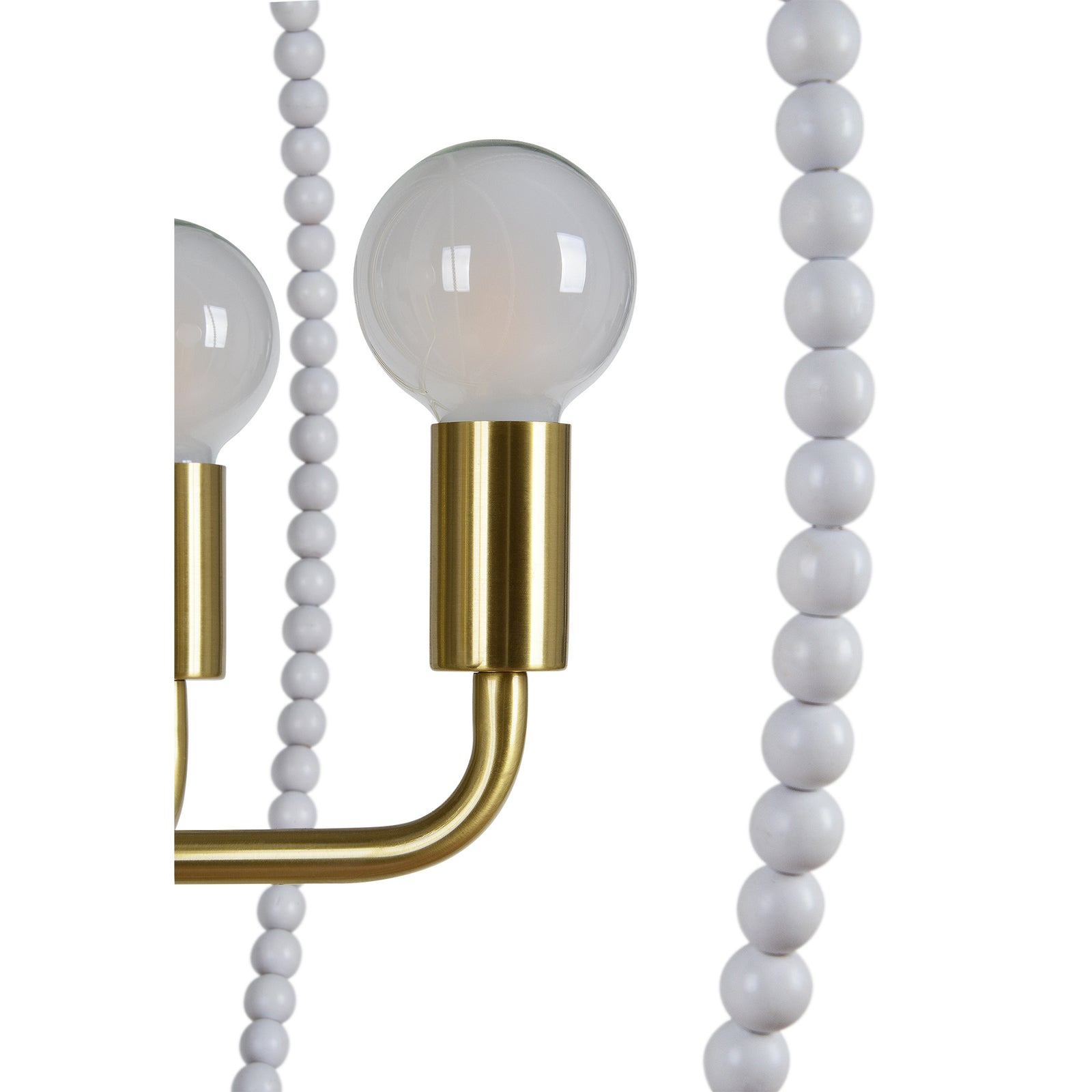 Basil Ceiling Fixture with white beads and gold accents, featuring four light bulbs.