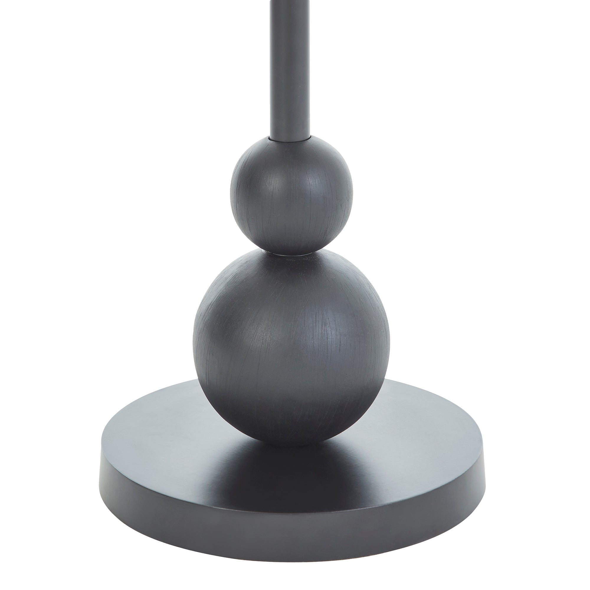 Base of Corrine Table featuring a black spherical design and round pedestal
