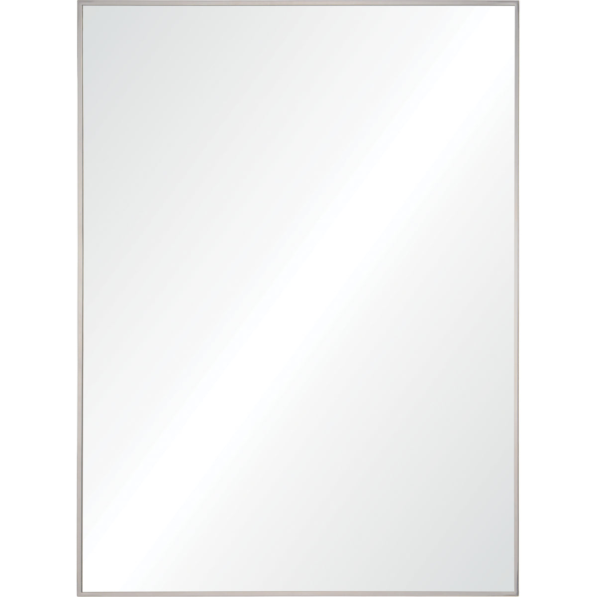 Carmelle Wall Mirror with a sleek silver frame, reflecting light in a minimalist design.