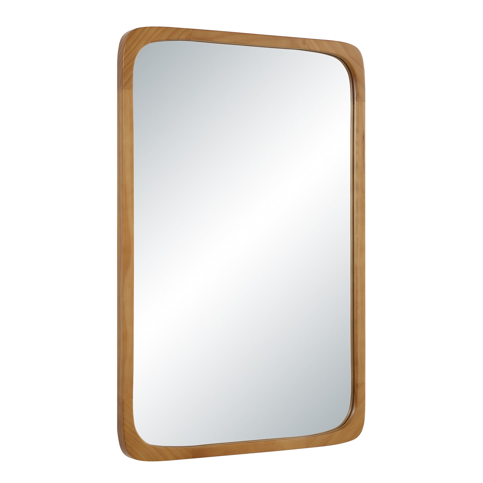 Scisto mirror with a rounded wooden frame and reflective surface, front view.