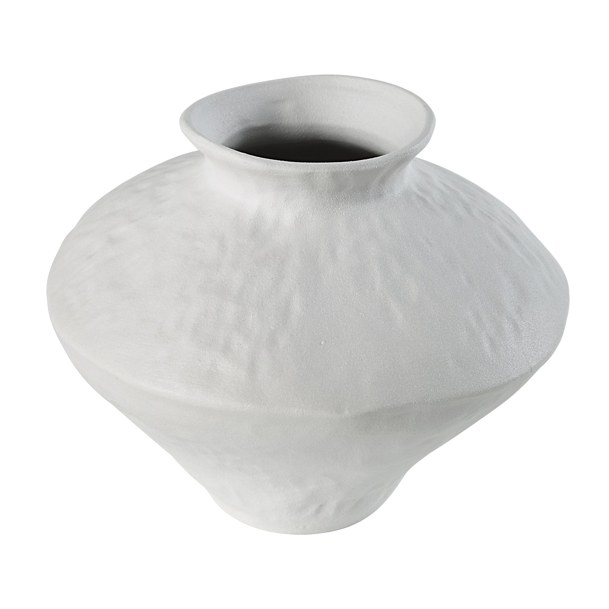 Mills Vase by Renwil, white ceramic vase featuring a rounded body and narrow opening.