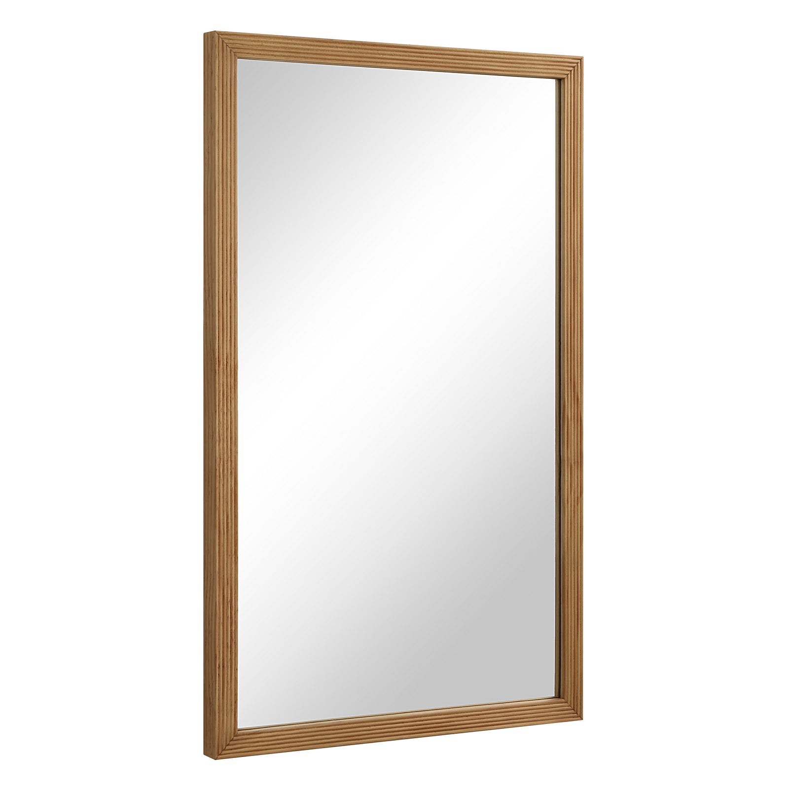 Salia mirror by Renwil with a natural wood frame, showcasing a clear reflective surface.