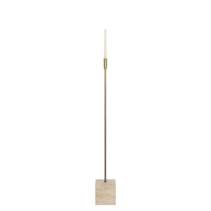 Chambers candle holder by Renwil, showcasing a sleek brass design with a square stone base.