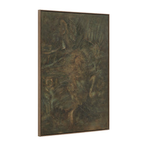 Beatrix canvas art shown from a side angle, highlighting its textured surface and earthy color palette.