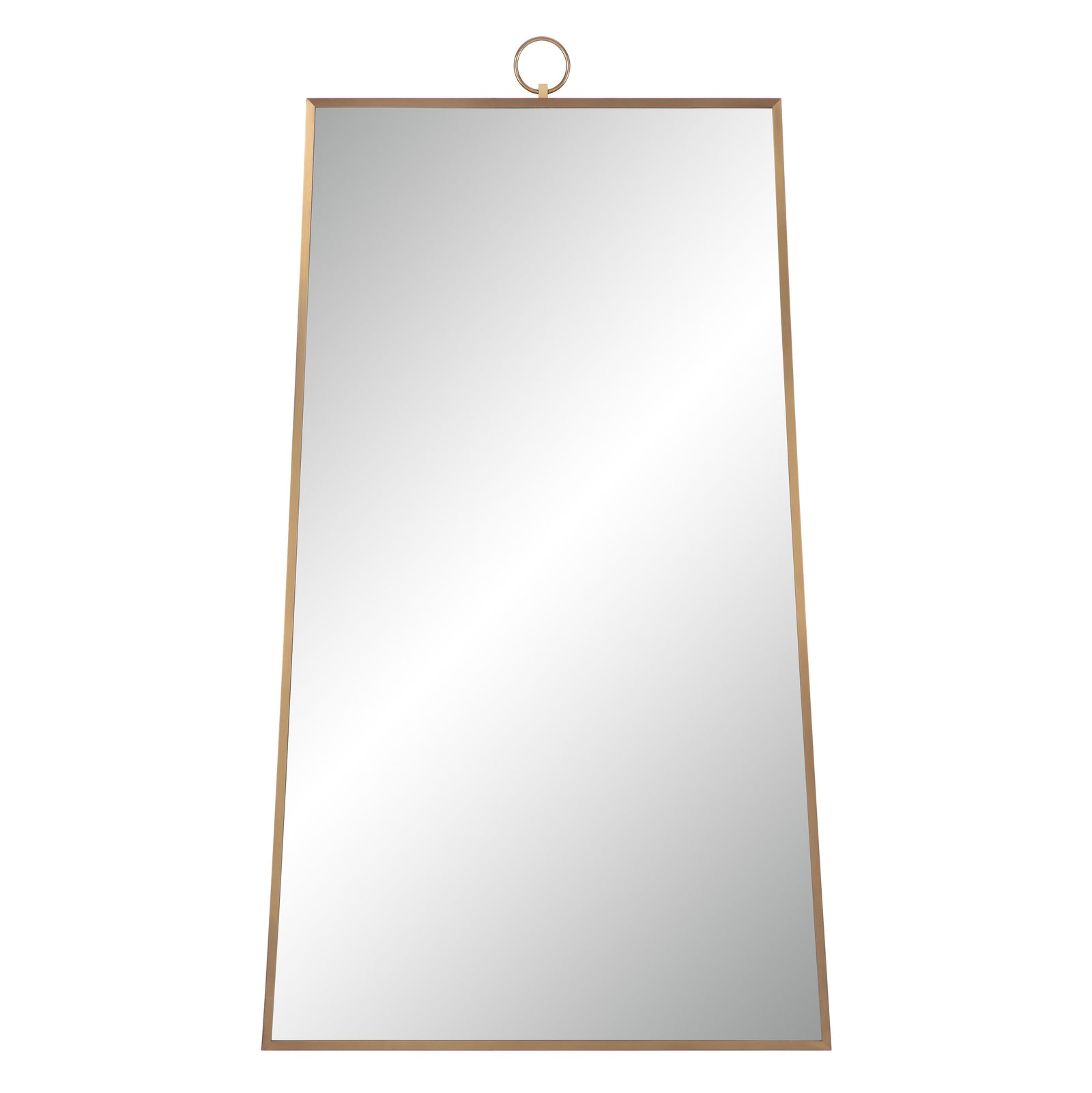 Ariadne Wall Mirror with a gold metal frame, featuring a loop for hanging, front view.