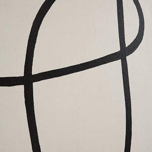 Close-up of Moreau canvas art, highlighting thick black lines on a white canvas background.