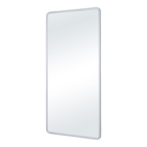 Danske mirror angled view showcasing a white frame and clear reflective surface.