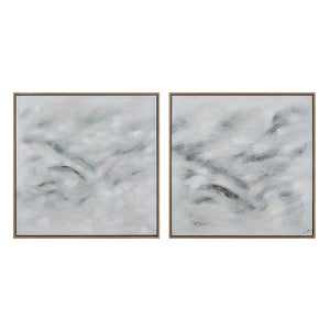 Becks canvas art by Renwil featuring abstract light gray and white patterns in two panels