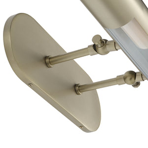 Opale wall sconce in brushed nickel, highlighting the backplate with dual mounting arms and a smooth finish.