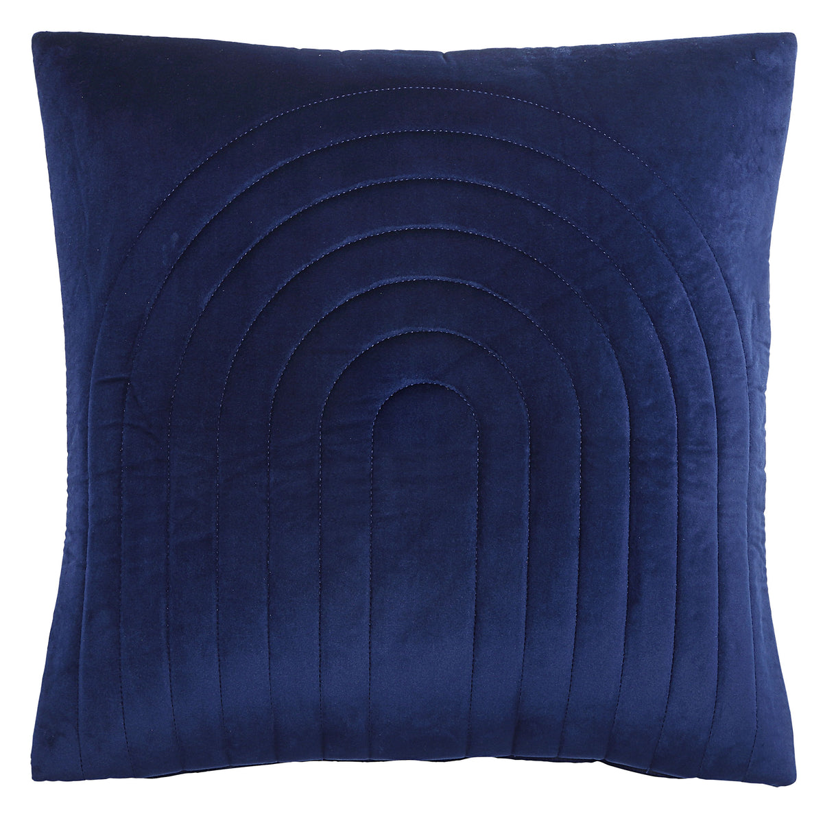 Pichu indoor pillow in navy blue with quilted rainbow pattern.