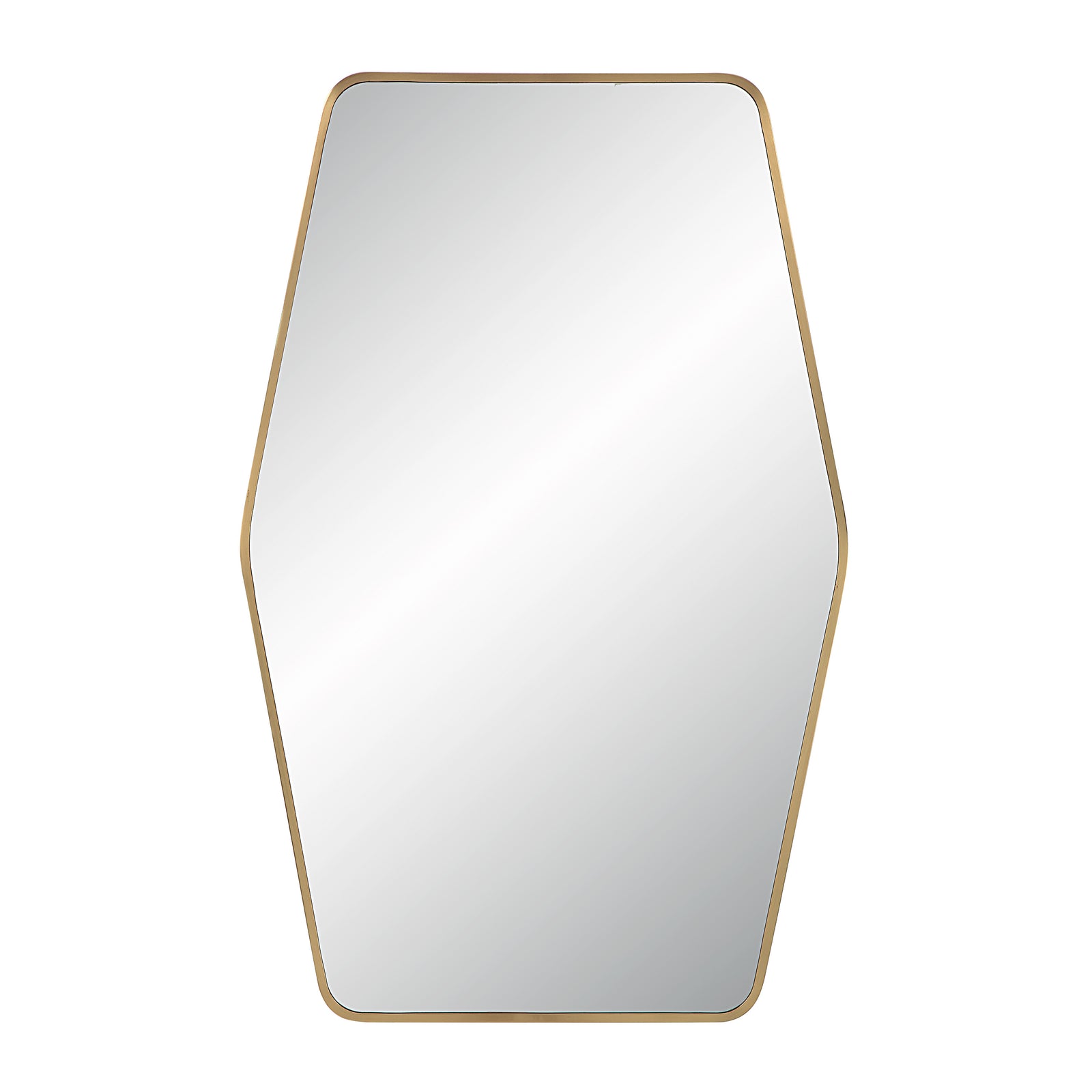 Mocha Wall Mirror with a hexagonal shape and gold frame, front view