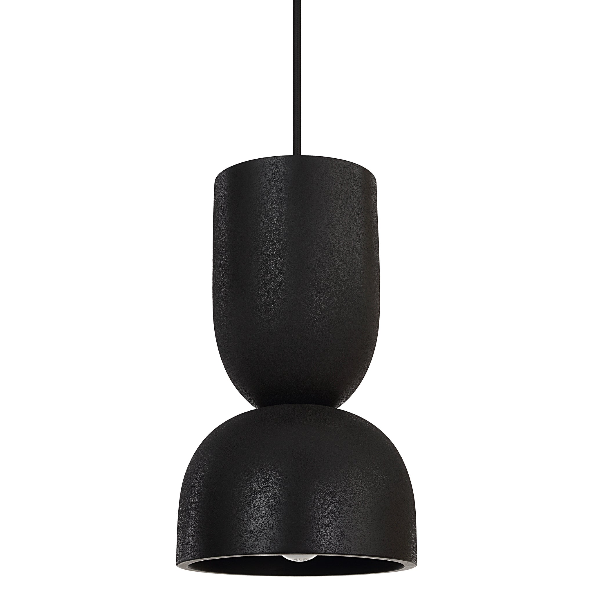 Caen chandelier in black with a modern silhouette and smooth finish.