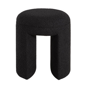 Amrah stool by Renwil in black with a textured fabric finish and unique cut-out legs