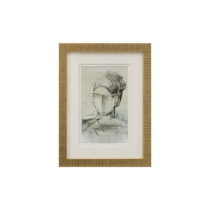 Bellie wall art featuring abstract face sketch in muted tones, framed in textured gold.