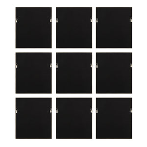 Crema canvas art featuring a grid of nine black panels, each with a hanging hook.