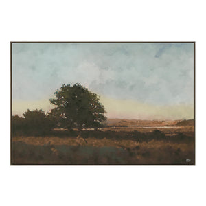 Horizon canvas art featuring a tree silhouette against a soft, cloudy sky.