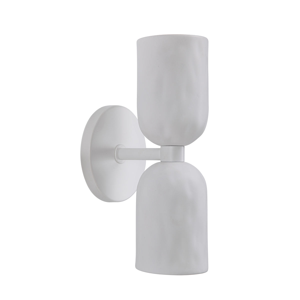 Akira Wall Sconce in white with two textured shades and round backplate
