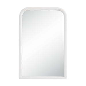 Colima Wall Mirror with a smooth white frame and a rectangular shape, front view.