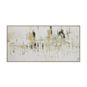 Oriel canvas art featuring abstract design in neutral tones with green accents