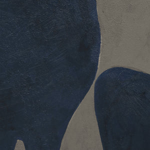 Close-up detail of Valerio canvas art, showcasing textured navy blue and beige colors.